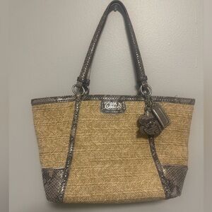 Coach Alexandra Python Straw Purse